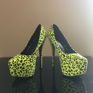 Rawr! Neon Green Cheetah Print Heels